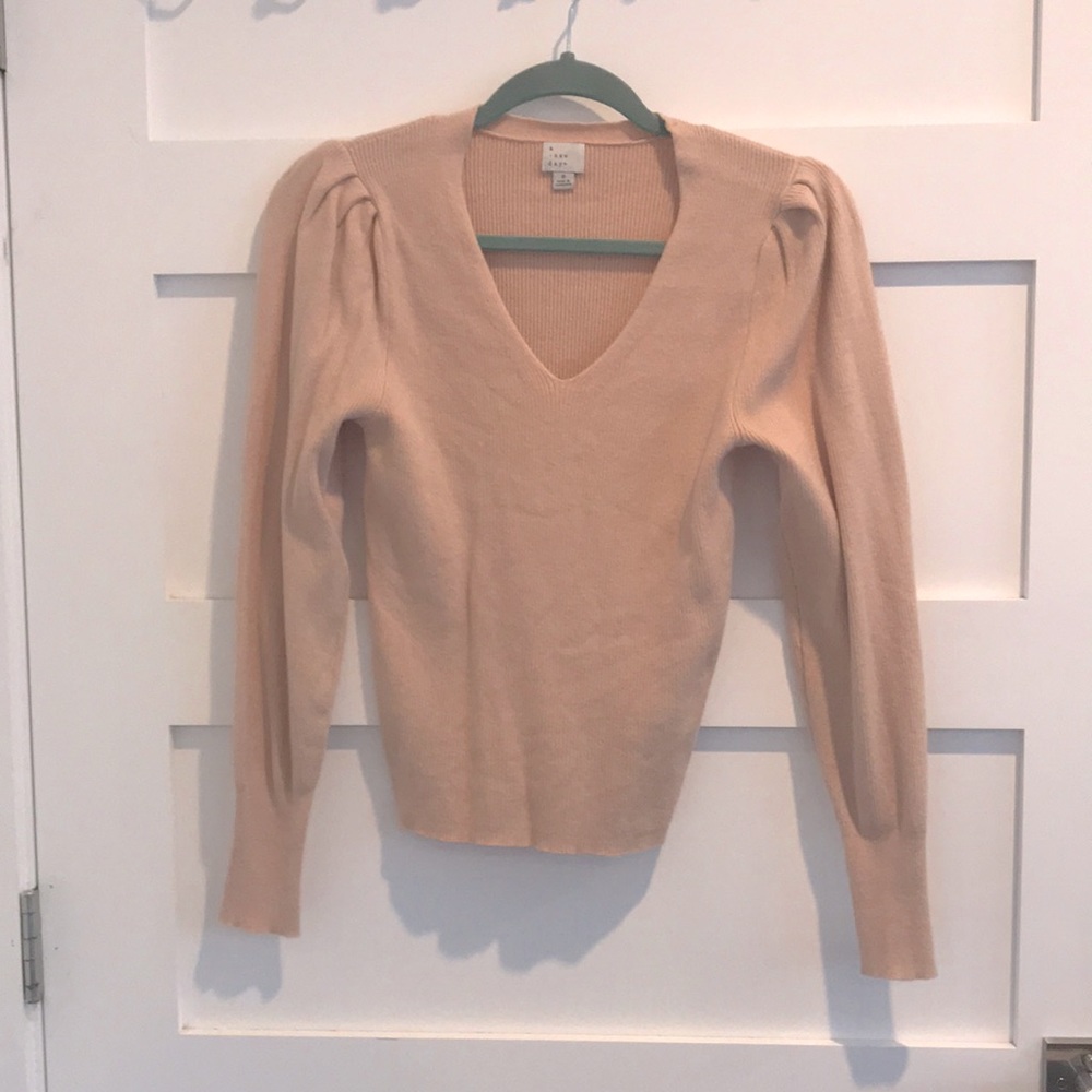 A New Day V neck puff sleeve sweater
